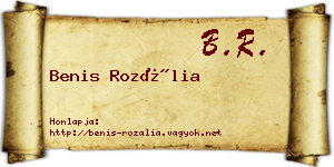 Benis Rozália névjegykártya